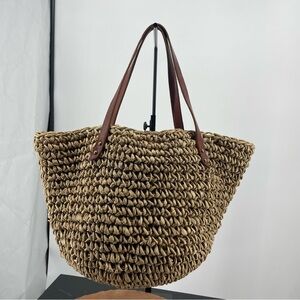 J JILL Woven Straw Tote Bag in Natural beach pool summer boho